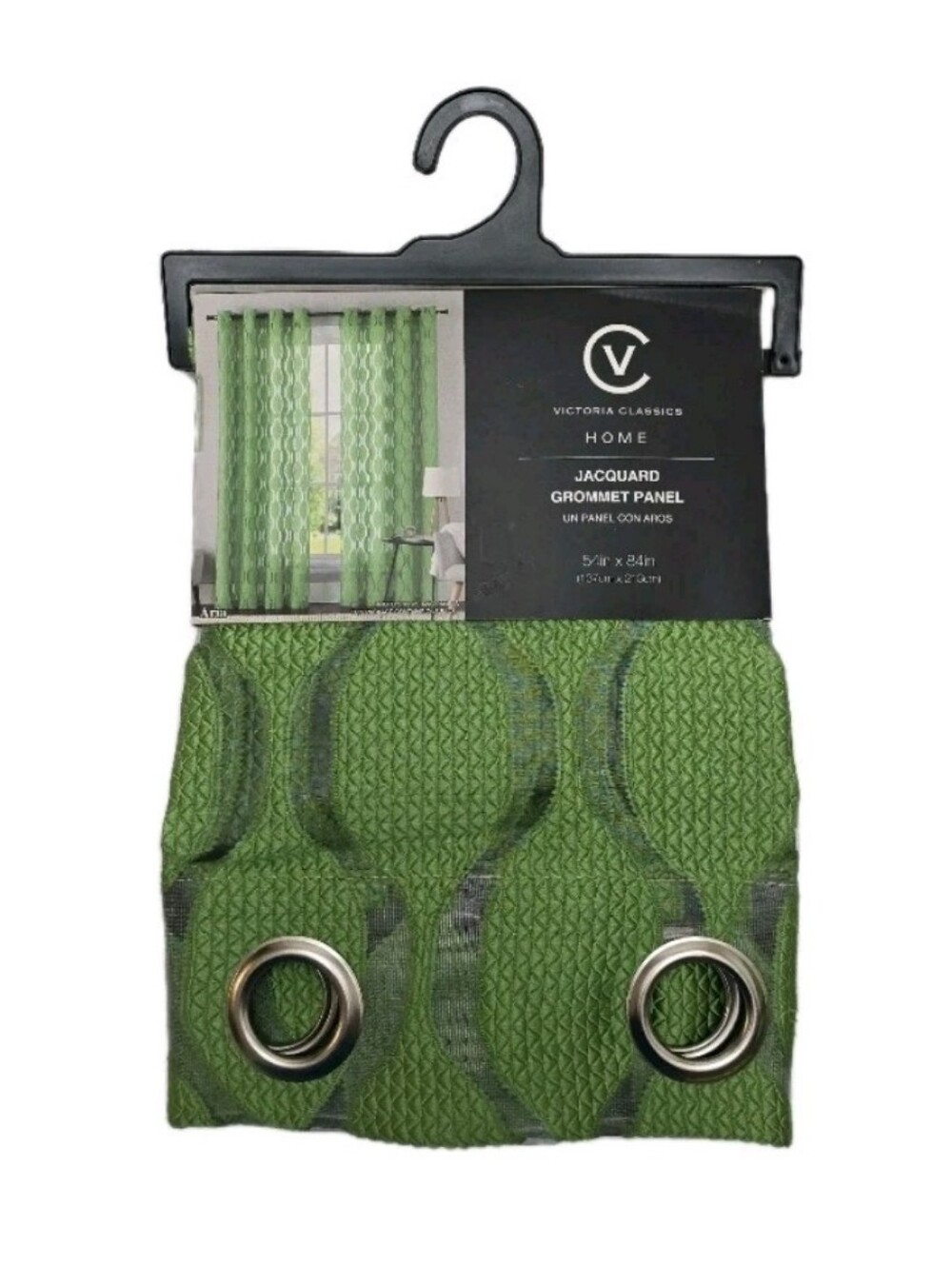 Victoria Classics Home Grommet Panel Curtain Aria Jacquard Green 54" x 84" NEW
